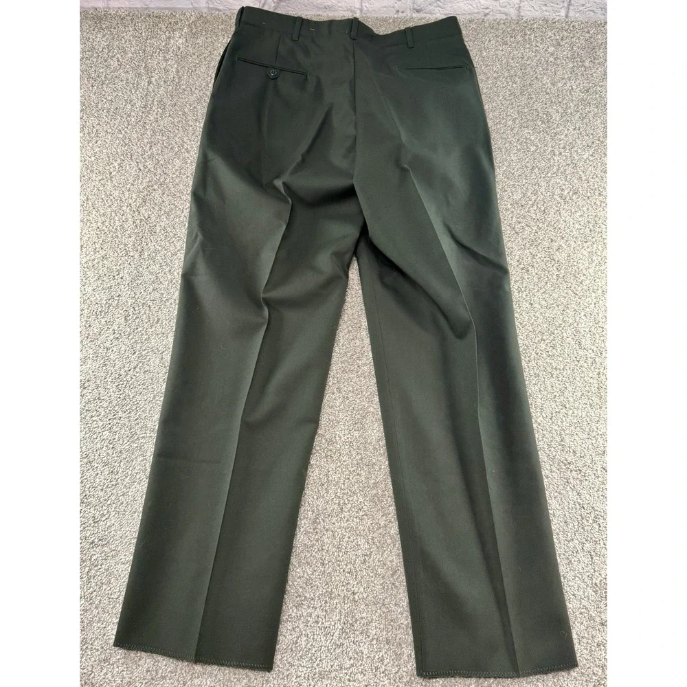 Tennessee Apparel Corp Mens Army Green AG-489 Poly Wool Dress Trousers 36S